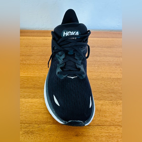 HOKA One Clifton 8 Women’s 9.5B Black White Mesh Shoes Sneakers Worn a Few Times - Picture 6 of 9